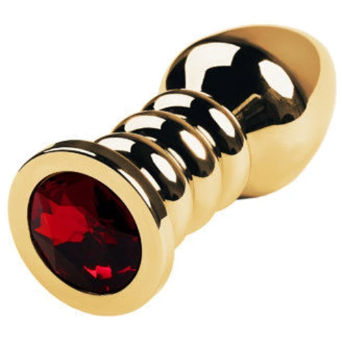 Анальная пробка с кристаллом Toyfa Metal Gold anal plug dark red gem
