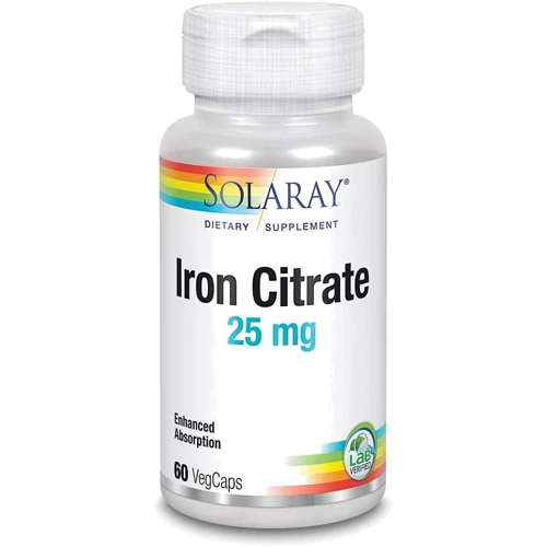 Solaray Iron citrate, 25 mg, 60 Vegetarian Capsules (SOR-46103)