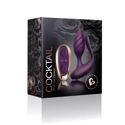 Анально-вагинальный вибратор для пар Rocks Off Cocktail Purple, пульт ДУ