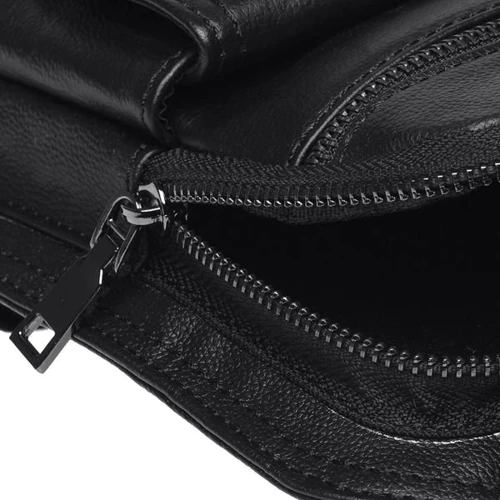 Мужская сумка-слинг Borsa Leather черная (k1320-black): Застежка Молния
