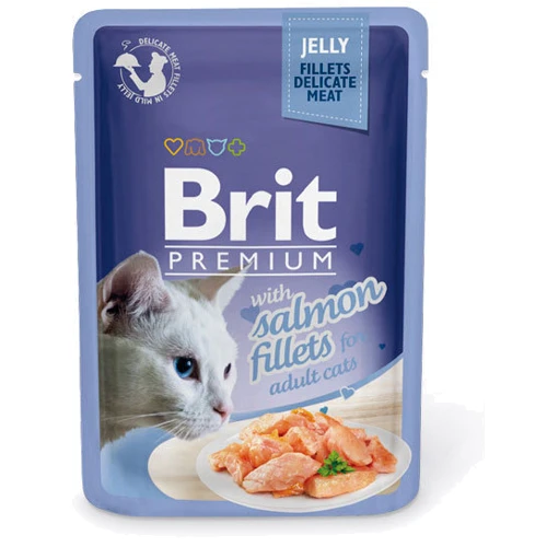 Влажный корм для кошек с филе лосося в желе Brit Premium Cat pouch 85 г (8595602518487)