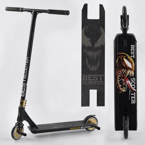 Самокат трюкових Best Scooter "SIMBIOTE" HIC-система, Пегі, алюмінієвий диск і дека Black / Gold (102307)