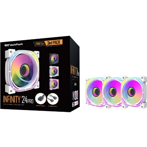 Кулер DarkFlash INF24 3 in 1 White: Регулировка оборотов широтно-импульсная модуляция (PWM)