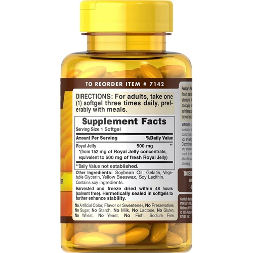 Puritan's Pride Royal Jelly 500 mg-120 Softgels: Пол Унисекс