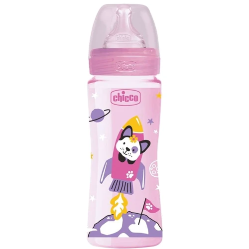 Бутылочка пластиковая Chicco Well-Being Physio Colors с силиконовой соской, 330 мл, 4м+ розовая (28637.10): Тип бутылочка для кормления
