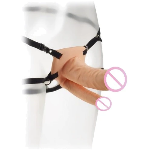 Страпон для двойного проникновения Kinx The Extender Duet Hollow Strap-On Flesh, 15x3.8 см