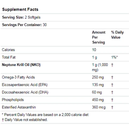 Now Foods Neptune Krill Oil, 500 mg, 60 Softgels (NOW-01625): Форма випуску капсули