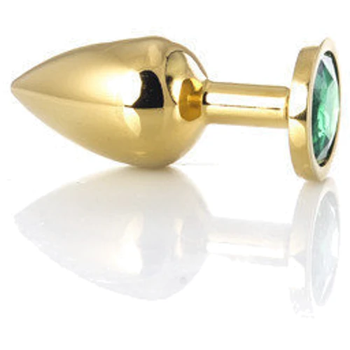 Анальная пробка с кристаллом Toyfa Metal Gold anal plug green gem