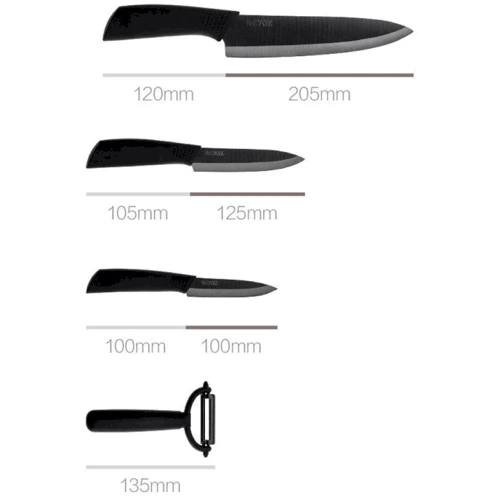 Набор кухонных ножей Xiaomi HuoHou Ceramic Kitchen Knife Set 4 пр. (HU0010) фото 6