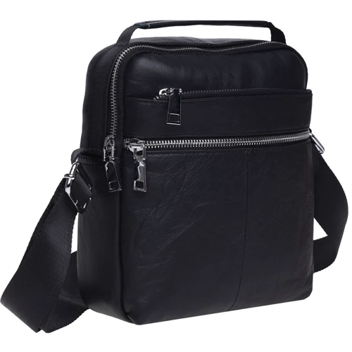 Мужская сумка через плечо Keizer черная (K16013-black): Материал Натуральная кожа