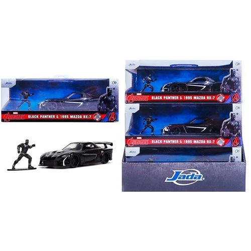 Машина металлическая Jada Marvel Avengers Mazda RX-7 с фигуркой Черной пантеры 1:32 (253223023): Материал Металл