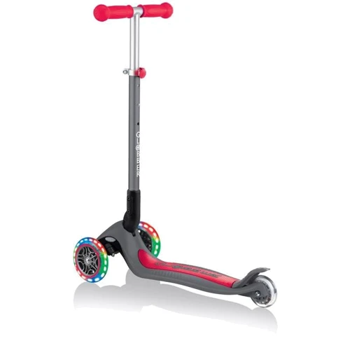 Самокат Globber Primo Foldable Lights Titanium Red (серо-красный)