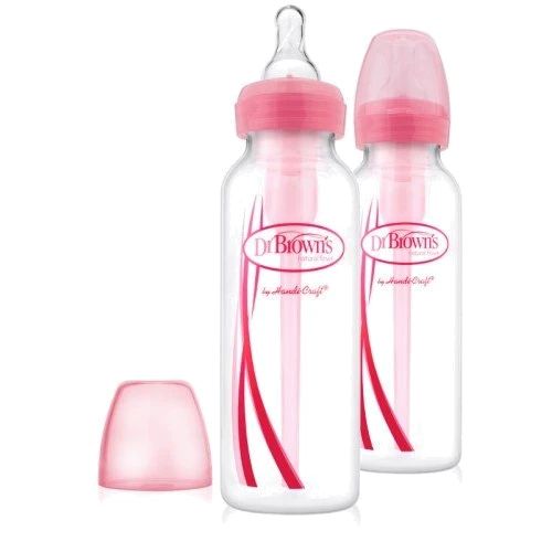 Детская бутылочка для кормления Dr.Brown's с узким горлышком, 250 мл, розовый, 2 шт. в упаковке (SB82305-ESX): Материал полипропилен
