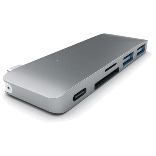 Адаптер Satechi Adapter Passthrough USB-C to USB-C+micro SD+SD+2xUSB3.0 Space Gray (ST-TCUPM)