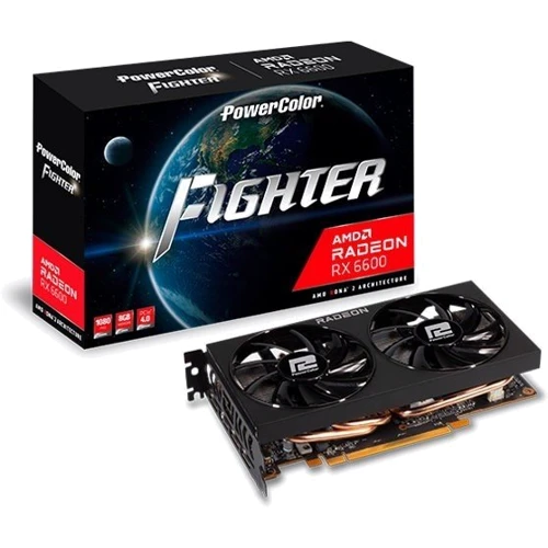 Видеокарта PowerColor Radeon RX 6600 Fighter (AXRX 6600 8GBD6-3DH): Объем памяти, Гб 8