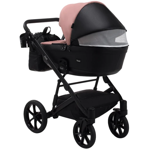 Коляска 2 в 1 Bair Kiwi кожа 100% BK-44/15 розовый (пудра) - черный: Материал колес резина