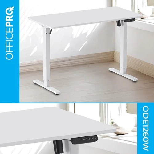 Стол с электрорегулировкой высоты Officepro White (ODE1260W): Особенности Регулируемая высота ножек, Встроенные органайзеры, Защитные накладки на ножки