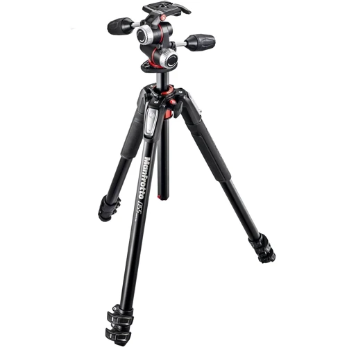 Manfrotto 055 Aluminum 3-Section Tripod Kit with Horizontal Column and 3-Way Head (MK055XPRO3-3W)