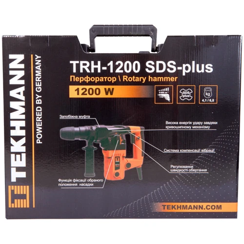 Перфоратор Tekhmann TRH-1200 SDS-plus: Тип крепления бура SDS-Plus