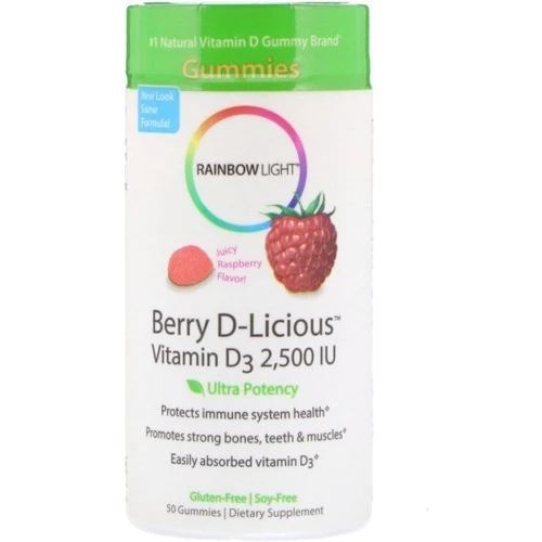 Rainbow Vitamin D3 Light Berry D-Licious 2500 МЕ Витамин Д3 вкус малины 50 желейных конфет