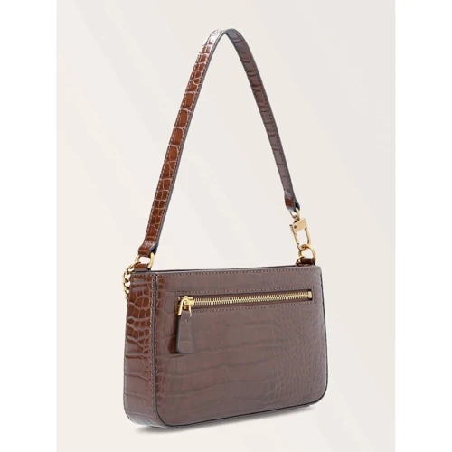 Женская сумка через плечо Guess Katey Mini Top Zip Shouder темно-коричневая (HWCB7870720-BRO): Пол Женский