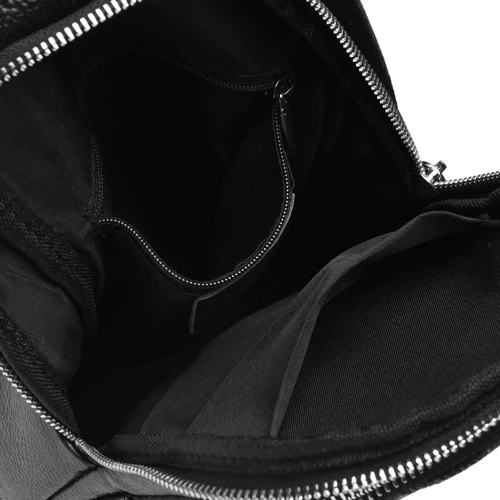 Чоловіча сумка-слінг Borsa Leather чорна (k16603-black): Застібка Блискавка