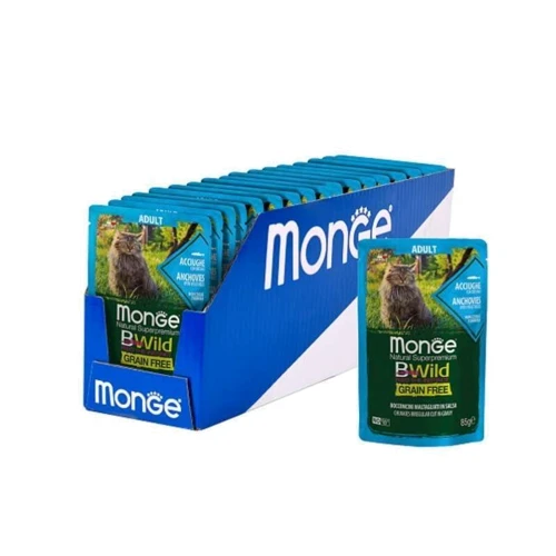 Влажный корм беззерновой Monge BWild Grain Free Wet Anchovies Adult Cat из анчоусов с овощами 85 г (70012775): Класс Супер премиум