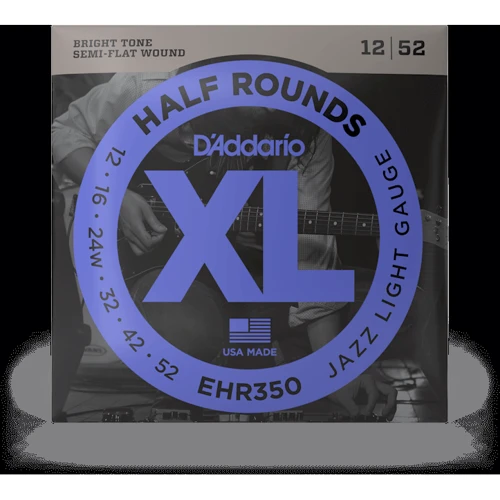 Струна для гітар Комплект струн D'addario EHR350 XL Half Rounds Jazz Light (12-52)