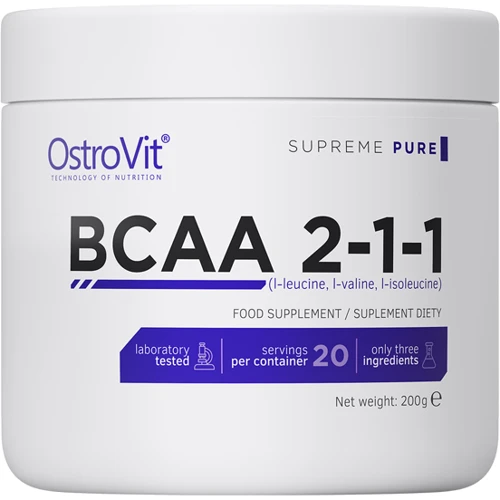 Аминокислота для спорта OstroVit BCAA 2-1-1 200 g /20 servings/ Pure