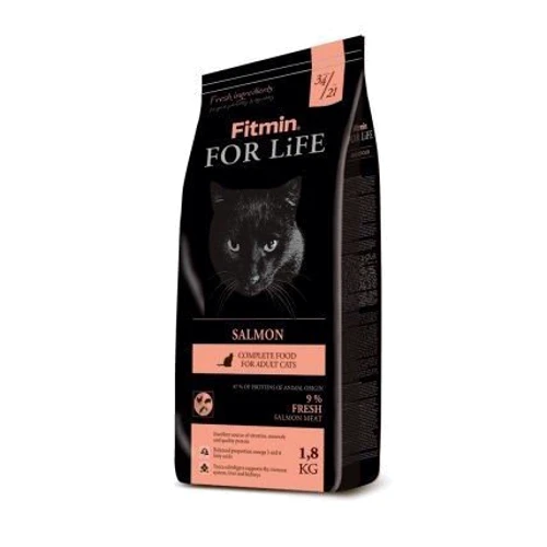 Комплексный корм для взрослых кошек Fitmin cat For Life Salmon от 12 месяцев с лососем 1.8 кг (ф4828)