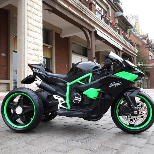 Детский электромотоцикл 3 колесный Bambi Racer Kawasaki 45W черно-зеленый (M 5023EL-2): Рекомендуемый возраст от 3 лет до 8 лет