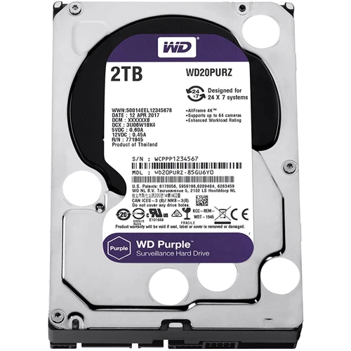 Внутренний жесткий диск WD Purple Surveillance 2 TB (WD20EJRX) RB