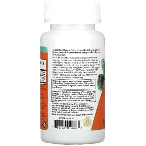 NOW Foods Iron 36 mg Double Strength 90 veg caps