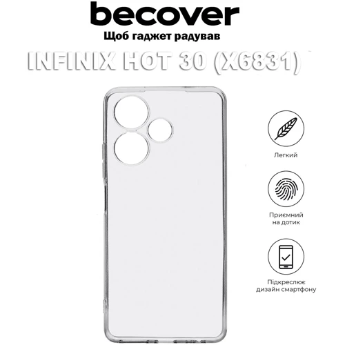 Чехол для телефонов BeCover TPU Case Transparancy for Infinix Hot 30 (X6831) (710390): Тип накладка на заднюю часть