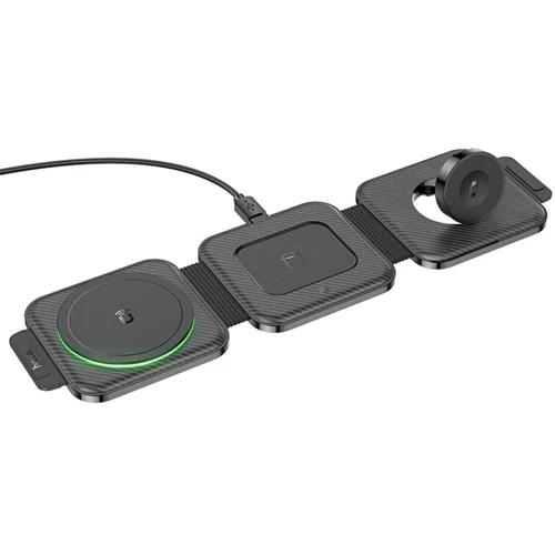 Зарядное устройство Hoco Wireless Charger CQ4 Unique 3in1 Folding Black for iPhone 16 I 15 I 14 I 13 I 12 series, Apple Watch and Apple AirPods