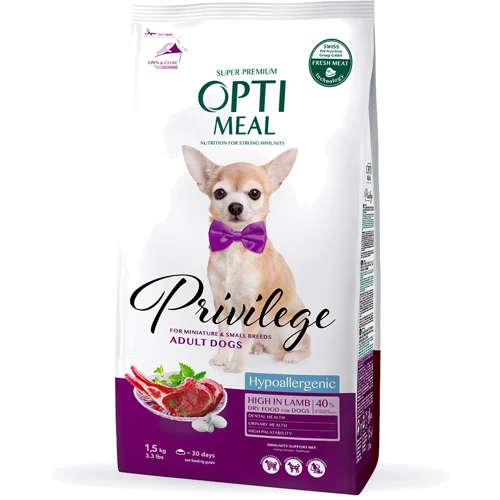 

Сухой корм Optimeal Adult Dogs для собак миниатюрных и малых пород с ягненком и рисом 1.5 кг (4820083906718)