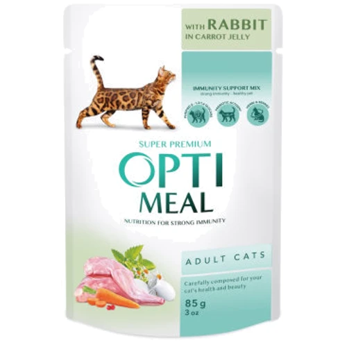 Влажный корм Optimeal Adult Cats Rabbit in Carrot jelly для кошек с кроликом в морковном желе 12х85 г (4820215365840)
