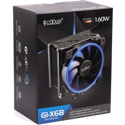 Кулер PCCooler GI-X6B: Количество вентиляторов, шт 1