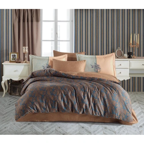 Комплект постельного белья HOBBY Exclusive Sateen Lotus сатин евро бежевый (168084)
