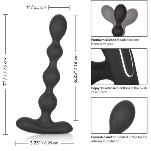 CalExotics Eclipse Slender Beads анальные бусы с вибрацией, 16x2.5 см