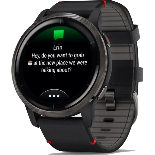 Смарт-часы Garmin Venu 2 Slate Stainless Steel Bezel with Black Case and Leather Band (010-02430-21): Тип гаджета Взрослые смарт часы