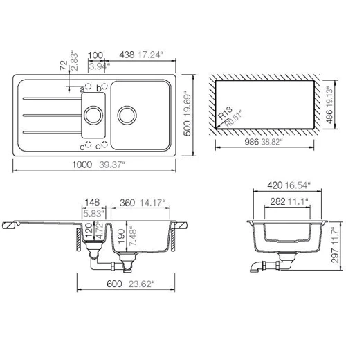 Schock FORMHAUS D-150L (17166026): Форма Прямоугольная