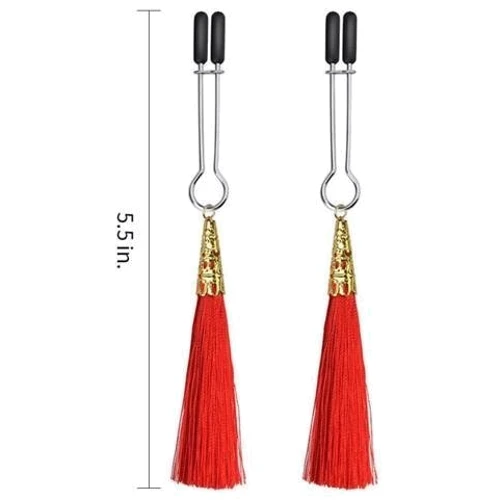 Зажимы для сосков LoveToy Bondage Fetish Glamor Tassel Nipple Clamp Red