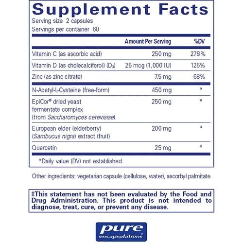 Pure Encapsulations PureDefense with NAC Поддержка иммунитета и здоровья дыхательной системы 120 капсул: Форма выпуска Капсулы