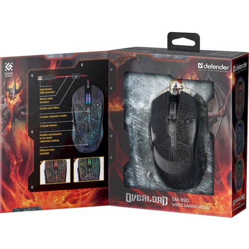 Мышь Defender OverLord GM-890 Black (52890): Максимальное разрешение сенсора, dpi 3200