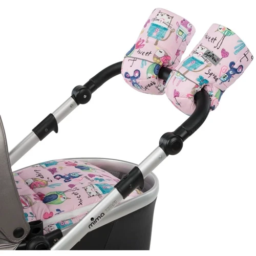Зимовий конверт-кокон на натуральній овчині з опушкою доречі Baby XS Малюнки на рожевому тлі фото 4