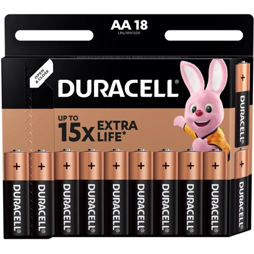 Щелочные батарейки Duracell AA MN1500 LR06 18 шт (5000394107519 / 5006192)
