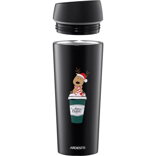 Термокухоль Ardesto Coffee Time Reindeer 450 мл, чорний (AR2645RN): Матеріал корпусу Сталь