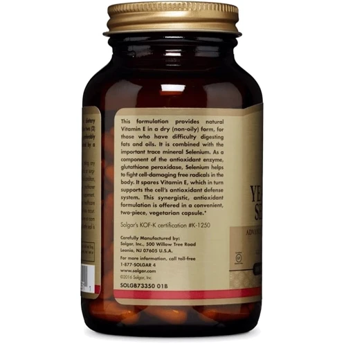 Solgar Vitamin Dry E with Yeast Free Selenium Солгар Витамин E сухой с селеном без дрожжей 100 капсул: Форма выпуска Капсулы