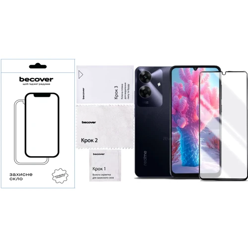 BeCover Tempered Glass Black for Realme Note 60 (713033)